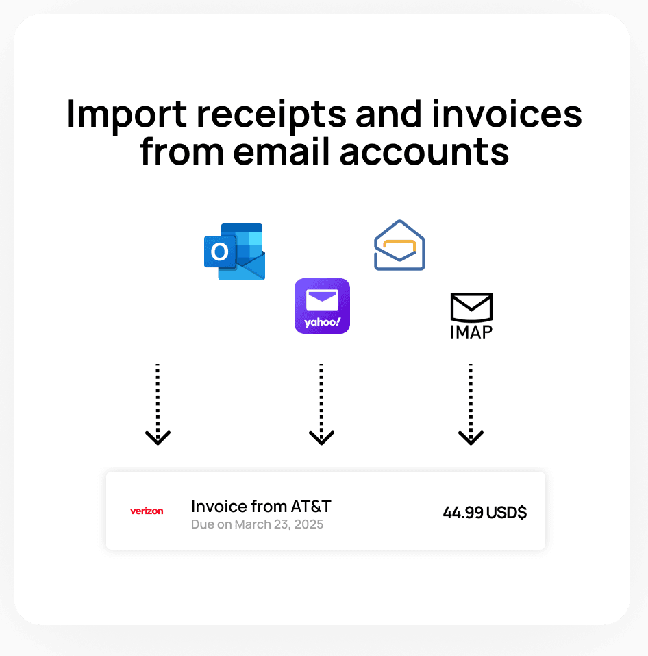 Import receipts and invoices from emails